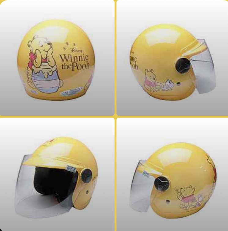 贈主購金140(維尼熊(三)/黃色)EVO小童款卡通3/4罩式安全帽 